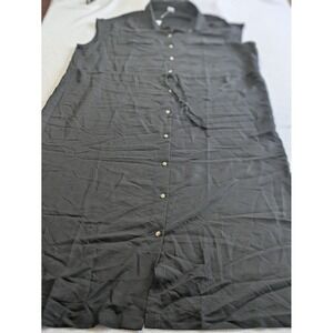 Old Navy Shirt Dress Midi Sleeveless Black Slits XL Tall Classic Beachy Resort